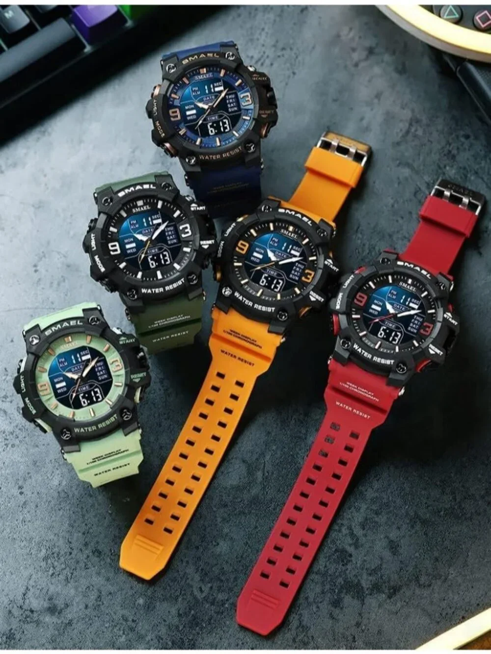 Men's Yellow And Black Analog Quartz S-Shock Waterproof Sports LED Digital Watch